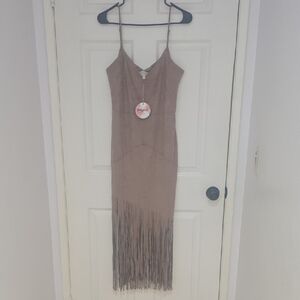 Hayden Brown Fringe Maxi Dress SIZE S NWT SUPER FLATTERING
